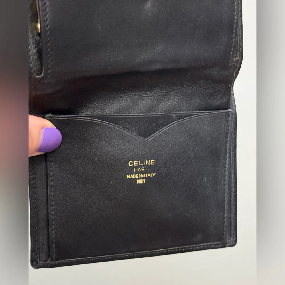 Celine vintage Paris black leather wallet